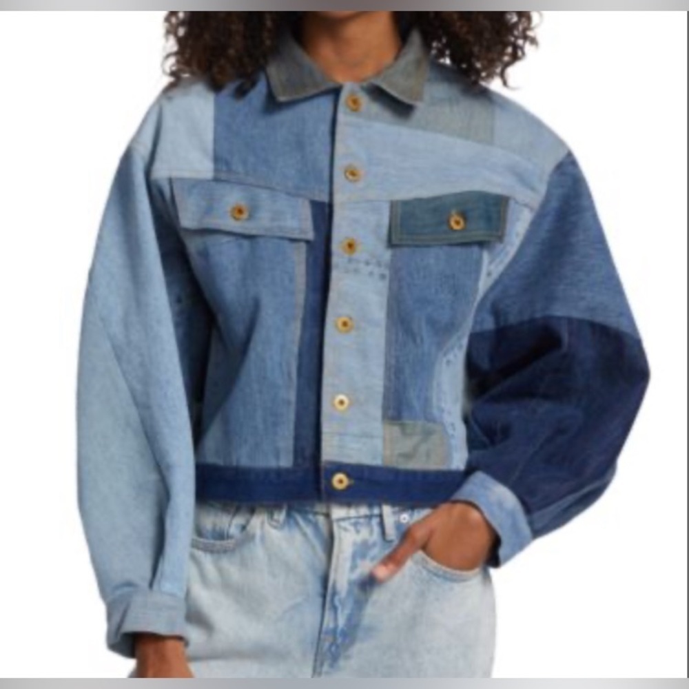 NSF - NEW - Rafi Patchwork Denim Jacket. Medium